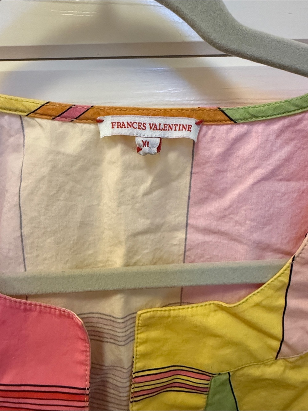 Frances Valentine Pink, Yellow and Green Colorblock Plaid Top - Picture 2 of 4